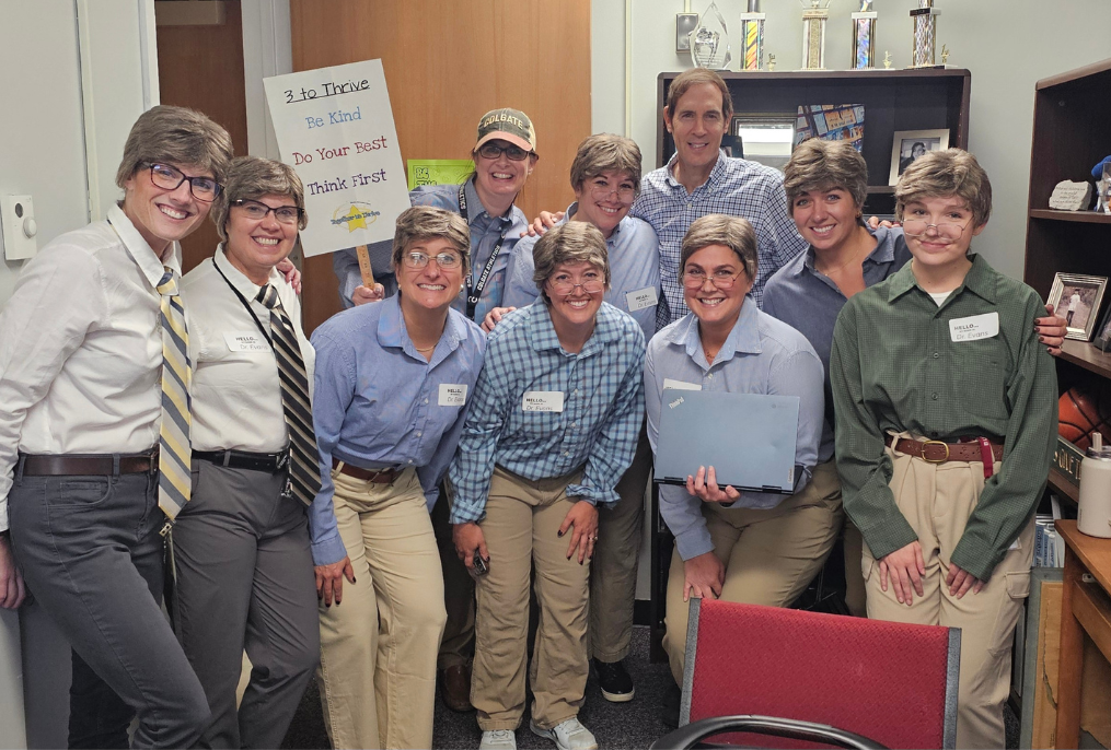 Teachers dress up as Dr. Evans.