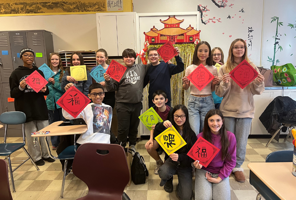 Middle School Students celebrating the Lunar New Year